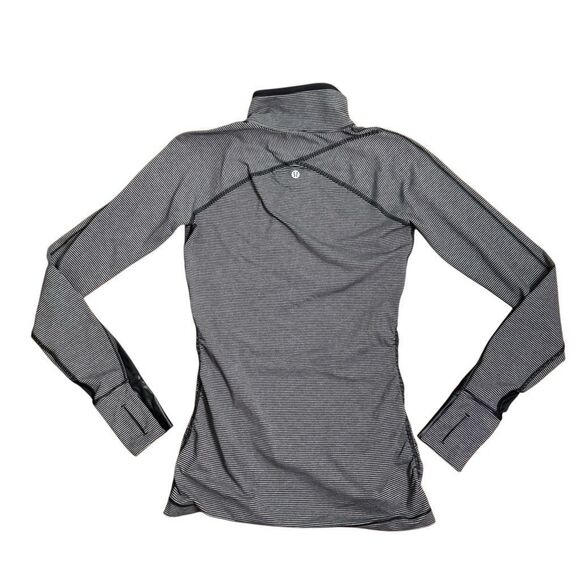 Lululemon Kriss Cross 1/2 Zip Pullover Tonka Stripe Black Women’s Size 4 - Picture 3 of 10